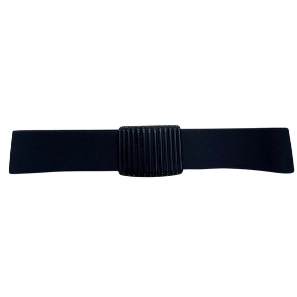 Elastic Black Womens Belt Stretch Fashion With Decorative Buckle Medium Size - Picture 1 of 4